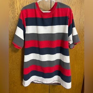 Wonder Nation Stripe Basic Tee Shirt Boys Size XL 14-16 Red Crew Neck